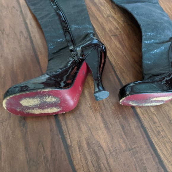 Vivienne Westwood Black and red Glitter Over-the-knee Boots Size 35.5 EU US6 - Picture 3 of 6